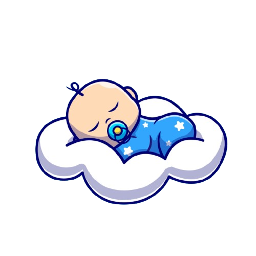 Ilustração de bebê dormindo em uma nuvem
